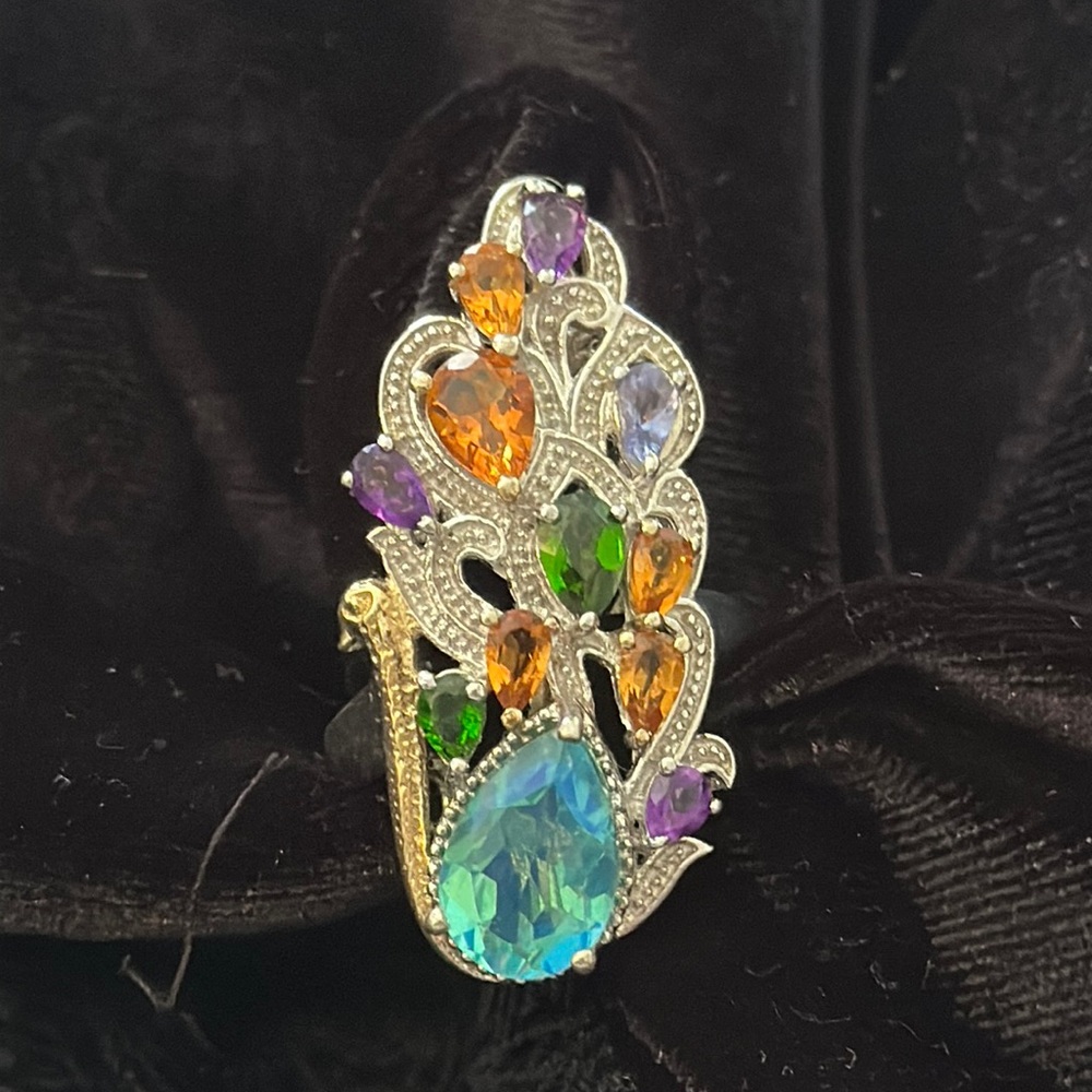 - - Sterling Silver Peacock Ring 5.5-6 size NWOT